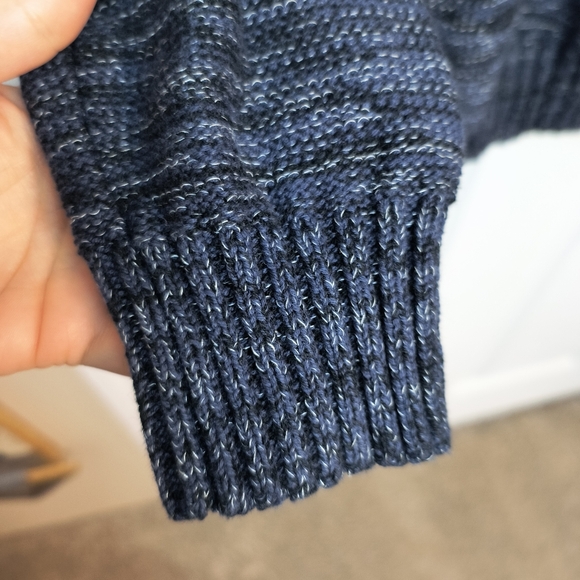 Lucky Brand Men's Quarter Zip Chunky Knit Neck Jumper Sweater Blue Medium Preppy - Picture 3 of 10